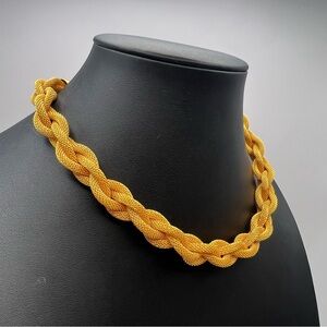 Elegant Golden Braided Mesh Rope Monet Choker Collar Necklace